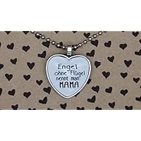 Spruchkette by Perletta 80 cm silberne Kugelkette mit 2,5 cm Herz-Anhänger Engel ohne Flügel nennt man Mama Liebe Liebeserklärung Geschenk Valentinstag