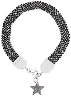 Assya Black  Weaved Bracelet with Star Charm of Length 18cm