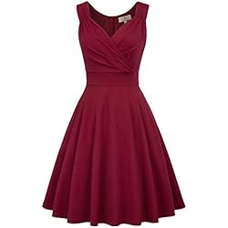 Mujer Vestido Años 50 sin Mangas con Volantes para Cóctel Fiesta L CL010698-2