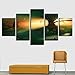Produktbild lsweia Holzrahmen/Dekor Wohnzimmer Wand HD Druck Modulare Bilder Kunst 5 Stücke Eule Baum Sonnenschein Landschaft Leinwand Malerei Poster Kunstwerke