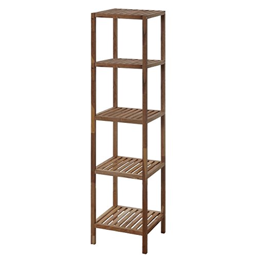 Holzregal T520, Badregal Haushaltsregal Standregal, Walnuss geölt ~ 5 Böden - 5