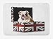 Produktbild ERCGY English Bulldog Bath Mat, Cute Bulldog Sitting in Union Jack Britain Themed Box Patriotic Design, Plush Bathroom Decor Mat with Non Slip Backing, 23.6 W X 15.7W Inches, Multicolor