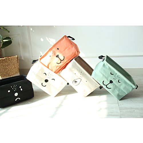 Inwagui Faltbaren Organizer / Wäschesammler / Wäschekorb / Baumwolle Wäschekorb Wäschekorb mit Griffen 30 * 24 * 17 cm-Weiß - 5