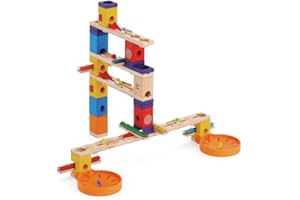 Hape Circuit à Billes en Bois Music Motion Quadrilla - 77 Pièces et 20 Billes - Circuit à Billes Musical, 6 Carillons - Jeu de Construction Sonore en Bois - Jeu Enfant 4 ans et plus, Fille et Garçon