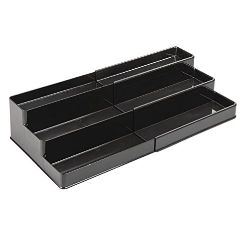 mDesign Gewürzregal für Küchenschrank – ausziehbare Aufbewahrungsmöglichkeit für Ordnung in der Küche – 3 Ebenen, schwarz - 3