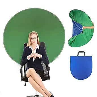 HASTHIP Blue Green Screen on Chair Background Screen Double Side 4.65ft Backdrop Green and Blue for Zoom Virtual Background,Photography, Live Streaming,Game Live,Online Video Meeting