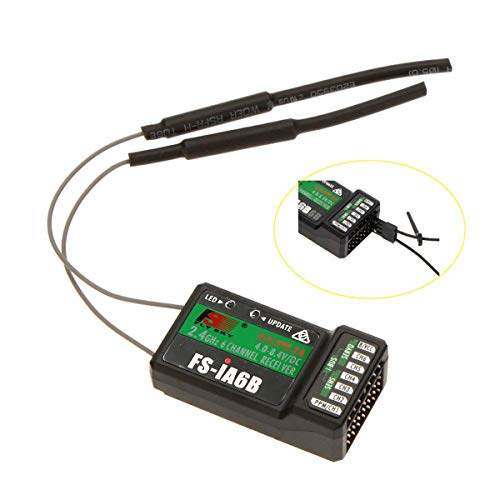 Crazepony-UK Flysky FS-iA6B Receptor 6 Canales RC Receiver PPM Output with iBus Port 2 4GHz RC Receiver Compatibile Con i6 i6S i10 i6x RC Transmisor for FPV Racing RC Drone Quadcopter