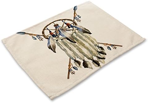 GT Placemat, Skull Head, Cotton and linen, Printing, Western mats, Rectangular, Non-slip mat, Heat-resistant, waterproof mats, Kitchen, Tableware mats, (4*Placemats, 42*32CM)