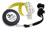 Amarillo/Blanco cinta métrica flexible de polipropileno tejido fibra con 15 mm de ancho de banda y escala en negro: amarilla página cm mm escala hasta 300 cm, otros Lado Analog división hasta 300 cm/120 INCH.