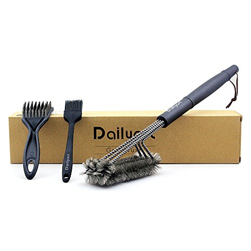 Dailyart 100% Edelstahl BBQ Grillbürste—Professionelle Werkzeug Küche Freien Grillbürste, Reiniger Werkzeug,Silikonpinsel, Perfekt für gewerblichen Einsatz, Outdoor und Camping.(3 PCS) - 5
