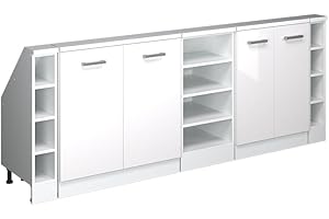 Vicco Ensembles de Meuble de Rangement sous Pente Rion, Blanc Brillant/Blanc, Lot de 5