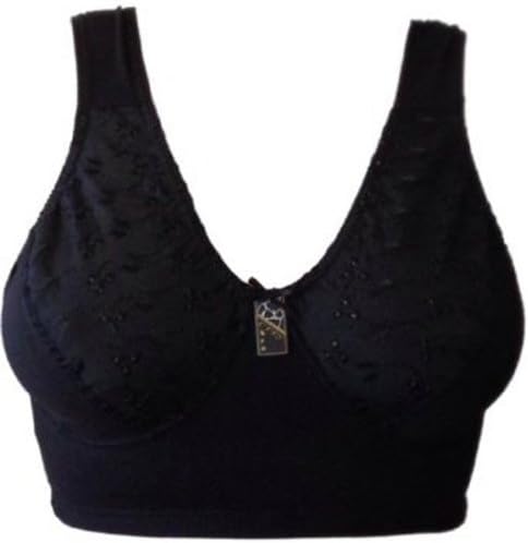 CITY BRAS Ultra comfort cotton overhead vest CROP TOP Black bra - All sizes (50B)