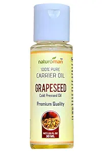 Naturoman 100 % Pure Natural Cold pressed Grapeseed Carrier Oil for Skincare and Acne - (30 ML)