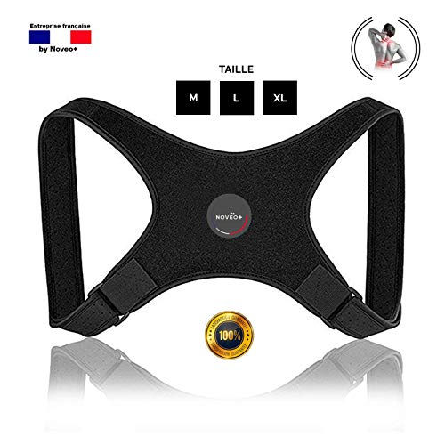 [ Modèle 2019 ] NOVEO+® Correcteur de posture Hommes et Femmes / Support Dos / Orthèse de maintien pour Dos, Clavicule, Cou et Épaules / soulage les Douleurs dorsales / Taille Unique (Convient M/L/XL)