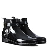 Blockabsatz Hunter Damen Gummistiefelette Refined Gloss Quilt Chelsea Elastik-Einsätze Seitlich, 38 EU, Black