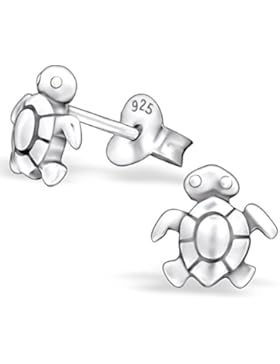 JAYARE Kinder-Ohrstecker Schildkröten 925 Sterling Silber 7 x 7 mm silber Ohrringe
