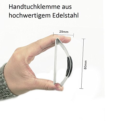 Handtuchklemme Halter Haken Selbstklebend für Bad Küche Edelstahl in Silber (4stk) - 2