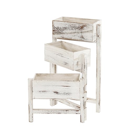 Pflanzregal, Standregal Blumenständer, Höhe: 65cm Shabby-Look Vintage ~ weiß - 2