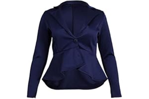 Candid Styles Womens Slim Fit Crop Peplum Shift Frill Plus Size Office Work Smart Button Blazer Jacket 8-26
