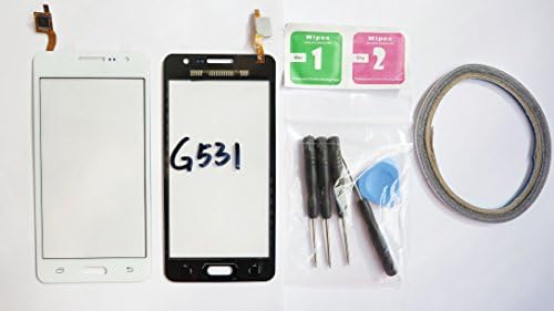JRLinco For Samsung Galaxy Grand Prime VE G531 G531F Glass Screen Display Touchscreen Replacement part（Without LCD） For Samsung G531 White + Tools & Double-sided adhesive + Cleaning alcohol package