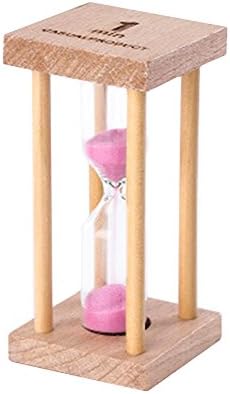 Yaxitu Minute Hourglass,Fashion Wooden Stand Hourglass Sand Timer (1 Minute, Pink Sand)