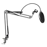 El kit incluye: (1) Soporte Negro NB-35 Mic suspensión de los brazos de tijera del brazo con (1) Mesa de montaje de la abrazadera y (1) Holder Clip + Mic (1) Filtro Pop Negro NW (B-3). NOTA: Micrófono, montaje de choque y el cable de audio no INCLUIDOS