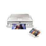 Canon PIXMA MG7751 Tintenstrahl-Multifunktionsgerät weiß Bundle mit 6 komp. Patronen + USB-Kabel (3-in-1, Duplex, LAN, WLAN) Original-Patronen nicht im Lieferumfang