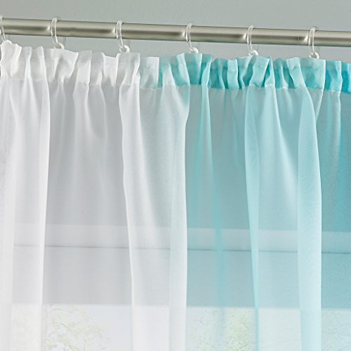 2er-Pack Verlauf-Farben Muster Voile Gardinen Schal Vorhänge mit Kräuselband, BxH 140x225cm, Blau - 2
