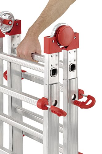 Hailo 7516-151 Alu-Multifunktions-Teleskopleiter MTL, 4×3 Sprossen – Verwendbar als Anlege- und Schiebeleiter, beidseitige Steh- und Treppenleiter - 6