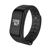 Dewanxin Smartwatch, F1 Farbe Fitness Blutdruck Sauerstoff Pulsmesser Smart Watch Armband Intelligente Armbanduhr Sport Fitness Tracker Armband (Schwarz)