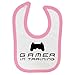 Price comparison product image Funny Gamer in Training Design Baby Bib with Baby Pink Contrast Trim and Black Print