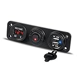 Qiuxiaoaa 12V 24V Doppel-USB-Ladegerät führte Voltmeter mit Schalter für Auto-Boots-LKW-Handy-Rot