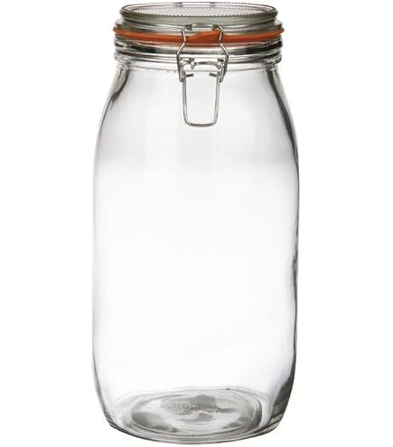 Bocal En Verre Avec Couvercle Hermétique 1,6 Litre - Dimensions 16,1x11,3x16cm, Pour Conservation Et Décoration
