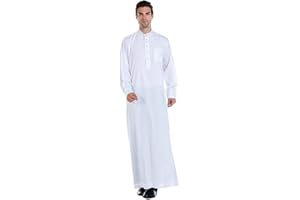 Xingsiyue Homme Arab Thobe Manches Longues Musulman Moyen-Orient Caftan Saoudien Islamique Dubaï Kandoura Robe