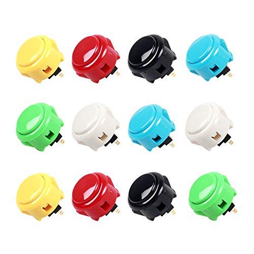 12x Sanwa OBSF-30 OEM Botón pulsador para Arcade Joystick Games Console 6 colores 30mm Botones