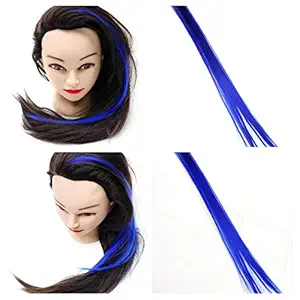 JAGMOOLYA Products Multi-Colors Party Wedding Halloween Christmas Highlights Colorful Hair Clip Hair Extensions, Straight Long, Short Hairpiece for Girls and Women (Blue)