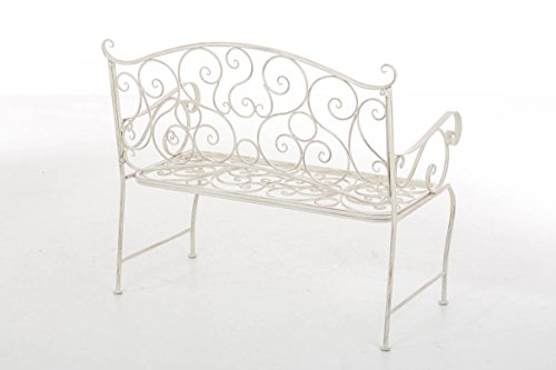 CLP Metall Gartenbank TUAN, 2-er Sitz-Bank Garten, Eisen lackiert, Design nostalgisch antik, 105 x 50 cm Antik Creme - 3