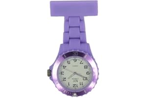 Prince London NY New York Rubberised Plastic Nurses fob Watch with pin - Light Purple with White face