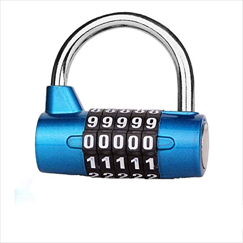 Preisvergleich Produktbild TJW 5-stelliges Zahlenschloss aus Zinklegierung, wasserdicht, rostfrei, Vorhängeschloss für Outdoor, Fitnessstudio, Schule, Büro, Zuhause, Fahrrad, blau