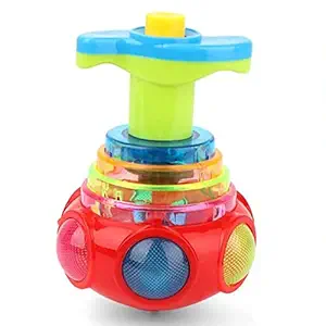 JUTEK Magic Lattoo with Music and Colourful Flashing LED Lights Baby and Toddlers Toys Spinning and Battling Toys Up to 3-4 Years, Boys and Girls, Plastic Toy - Multicolor