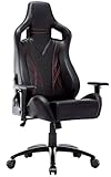 Amoiu Chaise de Gamer, Siège de Gaming inclinable, Fauteuil de Bureau en Similicuir (Noir-Rouge)
