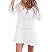 Price comparison product image Clearance!!!! Kavitoz Women Summer Three Quarter Sleeve Loose Lace Boho Beach Short Mini Dress (White, XL)