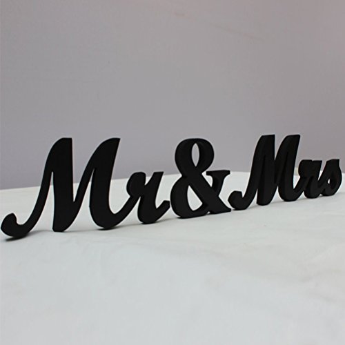 Pixnor Décoration de mariage MR et MRS de lettres en bois (noir)
