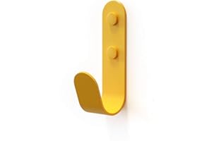 The Hairpin Leg Co. [HLC] Metal J Wall Hook. Chunky Modern Playful Coat Hook - Yellow