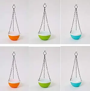 CAPPL 16 cm Hanging planters for Balcony and Garden (Multicolour, Set of 6)