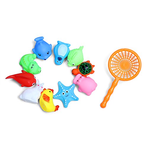 Set von 10 niedlichen Tiere Baby Kinder Bad Spielzeug Wasser Sport Spaß Spielzeug mit Net Picker Badezimmer Badewanne Zubehör - 6