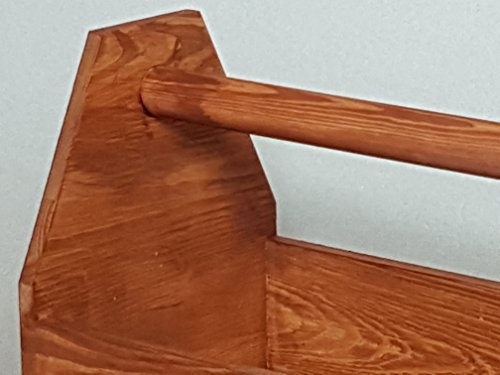 Werkzeugkiste Montagekiste Nagelkiste Holzbox 42 x 21 x 26 cm, Vollholz, braun lasiert, NEU - 3