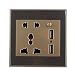 Imported Brushed 2.1A 2 USB Ports Wall Socket Charger Power Panel 5 Outlet w/ Switch RS.345.00