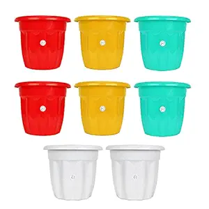 Kraft Seeds Stylized Cut Mouth Design Planter (10 inch, Assorted, Set of 8)