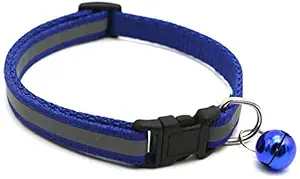 PSK PET MART Nylon Reflective Safety Cats Collar with Bells - Blue.